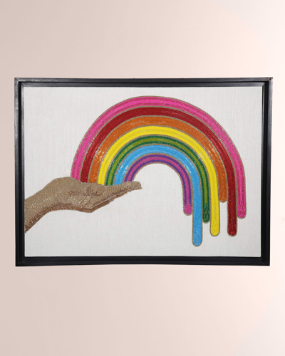 Jonathan Adler Rainbow Hand Beaded Linen Wall Art