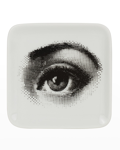 Fornasetti Square Ashtray Quadrato Occhio In White/black