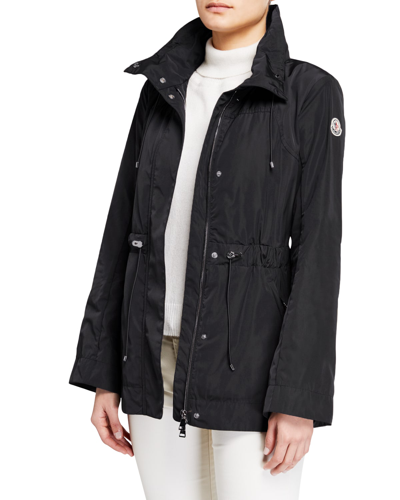 Moncler Ocre Short Parka In Black