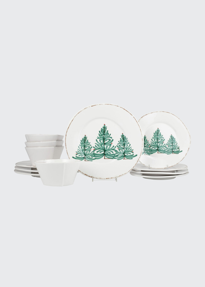 Vietri Melamine Lastra Holiday 12-piece Dinnerware Set In White