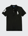 Polo Ralph Lauren Big Pony Cotton Mesh Polo Shirt In Black/white