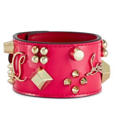 Christian Louboutin Carasky Embellished Patent Leather Bracelet In Lola/gold