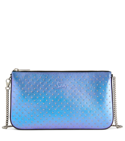Christian Louboutin Loubila Embellished Leather Clutch In Polaire