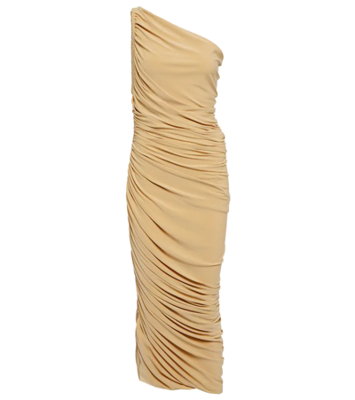 Norma Kamali Diana One-shoulder Jersey Midi Dress In Con Leche