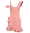 Alexander Mcqueen Ruffled Scuba-jersey Mini Dress In Anemone