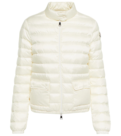 Moncler White Crop Down Jacket With Drawstring In Neutral