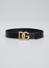 Dolce & Gabbana Smooth Calfskin Logo Belt In 80999 Nero