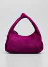 Khaite Beatrice Small Knot Suede Hobo Bag In Mulberry