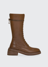 Marsèll Tall Leather Combat Boots In Walnut