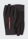 Prada Men's Sport Knit Linea Rossa Gloves In F0002 Nero | ModeSens