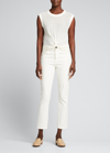 Veronica Beard Kellen Crewneck Cap-sleeve Twist-front Sweater In Ivory