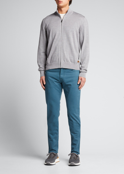 Corneliani Men's 5-pocket Stretch Pants In Sea Foam