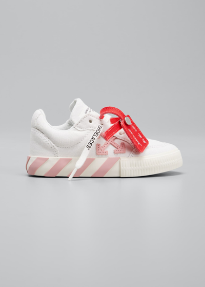 Off-white Girl's Arrow Canvas Low-top Sneakers, Toddler/kids In White Pink