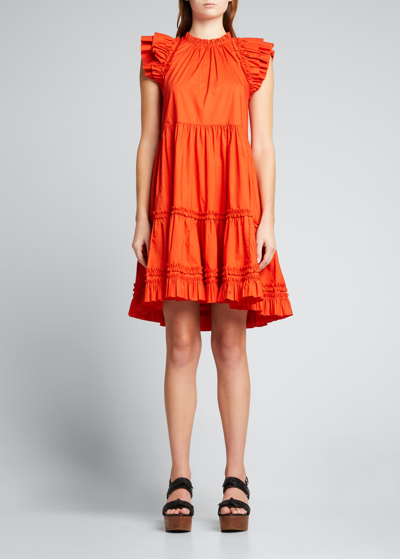 Ulla Johnson Joan Tiered Ruffle Dress In Nasturtium