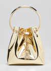 Jimmy Choo Shiny Mirror-effect Bon Bon Bag With Chain Drawstring And Metal Handle In Gold