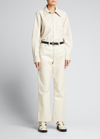 Agolde Relaxed Bootcut Recycled Leather Pants In Powder (white)