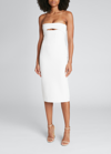 Saint Laurent Viscose Bustier Midi Dress In Cream