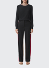 Burberry Tilda Saddle Stripe Cashmere-blend Sweater In Black