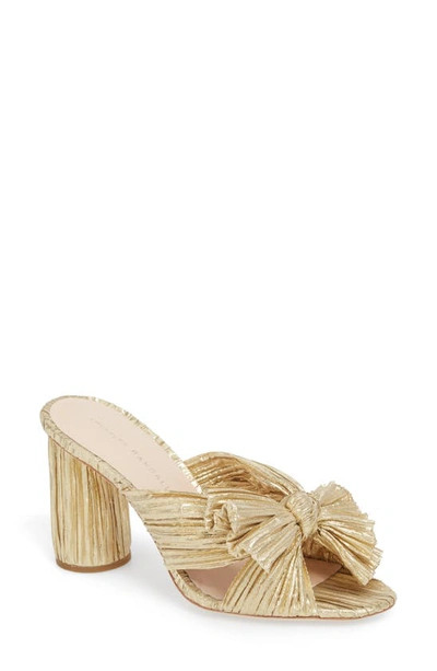 Loeffler Randall Penny Pleated Metallic Slide Sandals In Gold