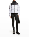 The North Face Logo-embroidered Feather-down Cropped Puffer Jacket In Tnf White