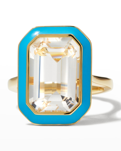 Goshwara 18k Queen Rock Crystal And Turquoise Enamel Ring