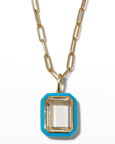 Goshwara 18k Queen Rock Crystal And Turquoise Enamel Pendant Necklace