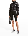 The North Face Logo-print Cropped Feather-down Puffer Jacket In Tnf Black