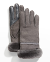 UGG SEAMED TOUCHSCREEN SHEARLING-LINED GLOVES,PROD246670258