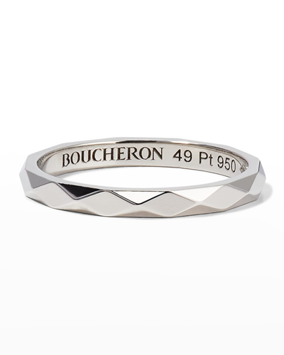 Boucheron Facette Small Platinum Wedding Band Ring In Silver