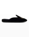 Patricia Green Diana Embroidered Velvet Slippers In Black