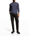 Alexander Mcqueen Men's Jacquard Wool Skull Sweater In Dusty Blue