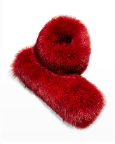 Gorski Fox Fur Cuffs In Red