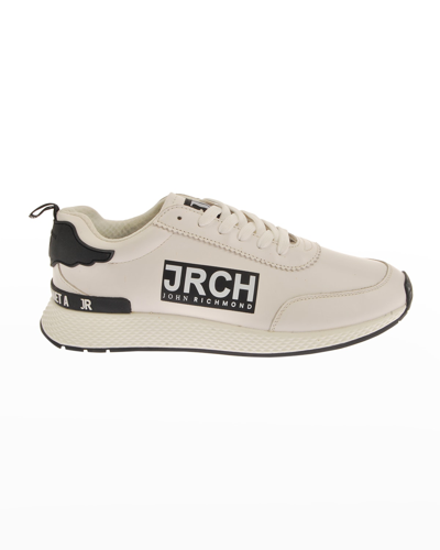 John Richmond Men's Logo Leather Low-top Sneakers In White