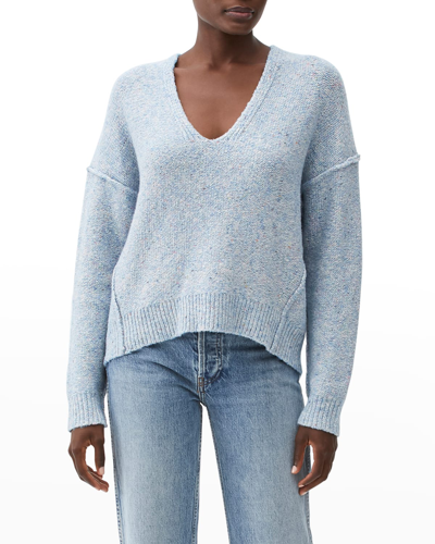 Michael Stars V-neck Cropped Cotton Sweater In Icecb