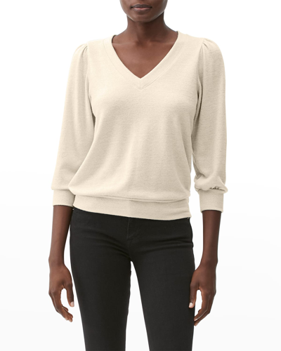 Michael Stars Gabriella 3/4-sleeve Sparkle Sweater In Gol