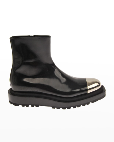 Les Hommes Men's Metal-tip Platform Ankle Boots In Black