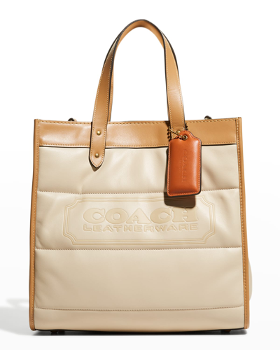 Coach Field Colorblock Quilted Logo Tote Bag In Gold