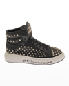 JOHN RICHMOND MEN'S ALLOVER STUDDED LEATHER HIGH-TOP SNEAKERS,PROD247800166