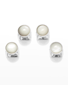 CUFFLINKS, INC MEN'S STERLING SILVER RIBBED MOTHER OF PEARL STUDS,PROD248430038