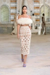 GEORGES HOBEIKA BEADED FEATHER TOP & MIDI SKIRT,GH22SRTW14-16