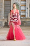 GEORGES HOBEIKA BEADED TULLE GOWN WITH CAPE,GH22SGRTW35LD-14