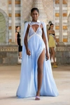 GEORGES HOBEIKA BLUE GOWN WITH HIGH SLIT,GH22SGRTW78LD-2