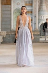 GEORGES HOBEIKA DEEP V WITH PLEATED SKIRT GOWN,GH22SGRTW86LD-14