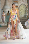 GEORGES HOBEIKA FLORAL DOUBLE SLITS GOWN,GH22SGRTW56LD-12