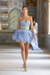 GEORGES HOBEIKA STRAPLESS FEATHER COCKTAIL DRESS,GH22SDRTW76SD-16