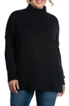 Kiyonna Paris Turtleneck Tunic Sweater In Black Noir