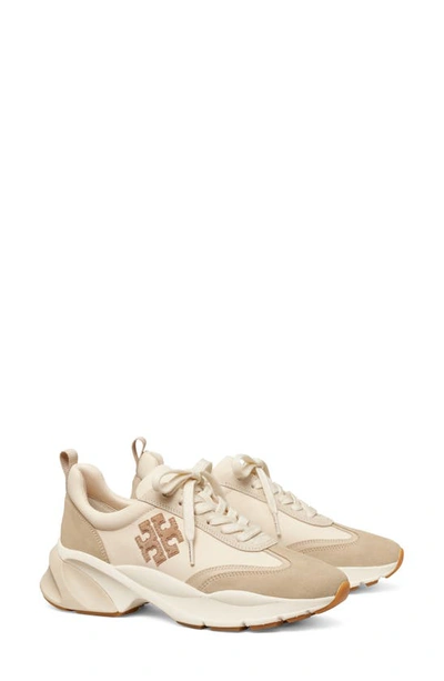 Tory Burch Leather Good Luck Trainer Trainer In Pearl
