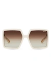 Quay X Saweetie Almost Ready 56mm Polarized Square Sunglasses In Ivory,brown Polarized