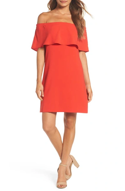 Charles Henry Off The Shoulder Dress In Tomato Red