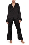Skims Stretch Silk Pajama Pants In Soot